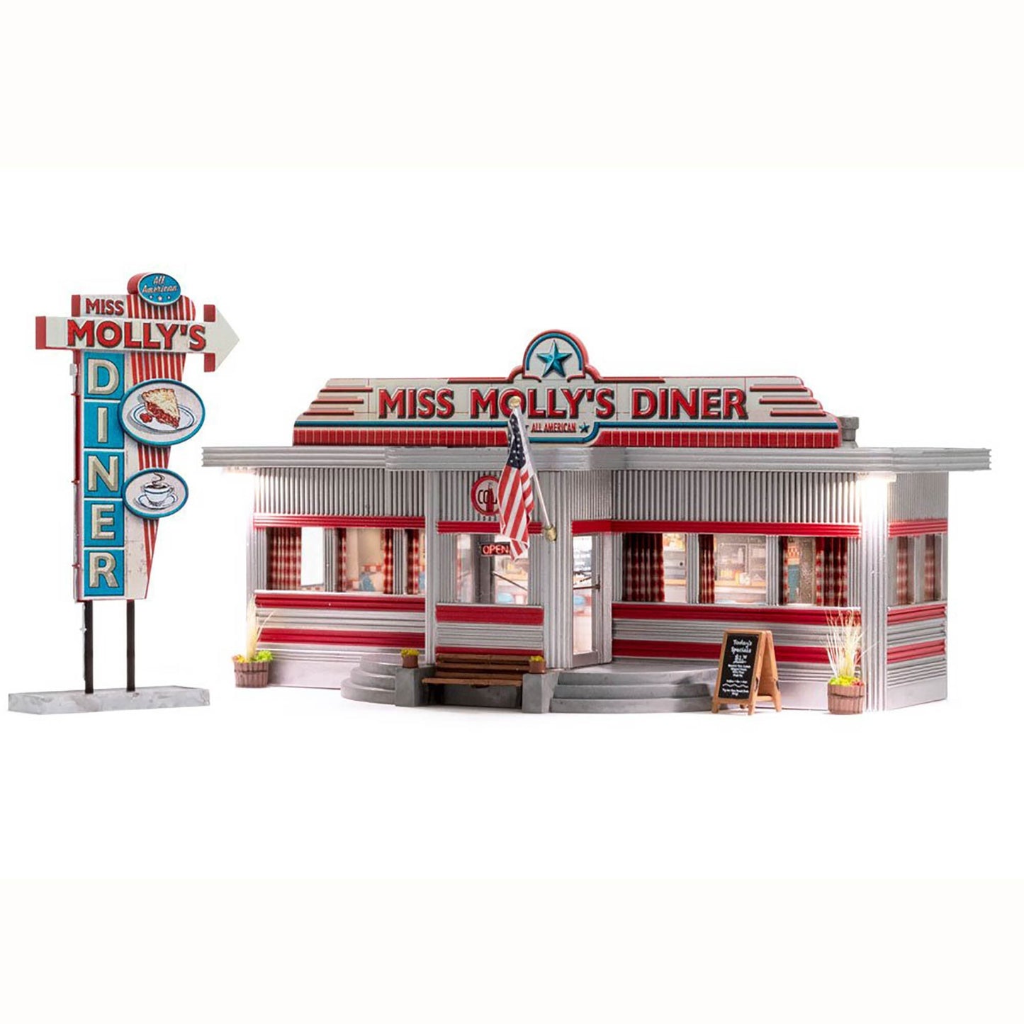 HO Scale Miss Molly's Diner Built & Ready Model (WOOBR5066)