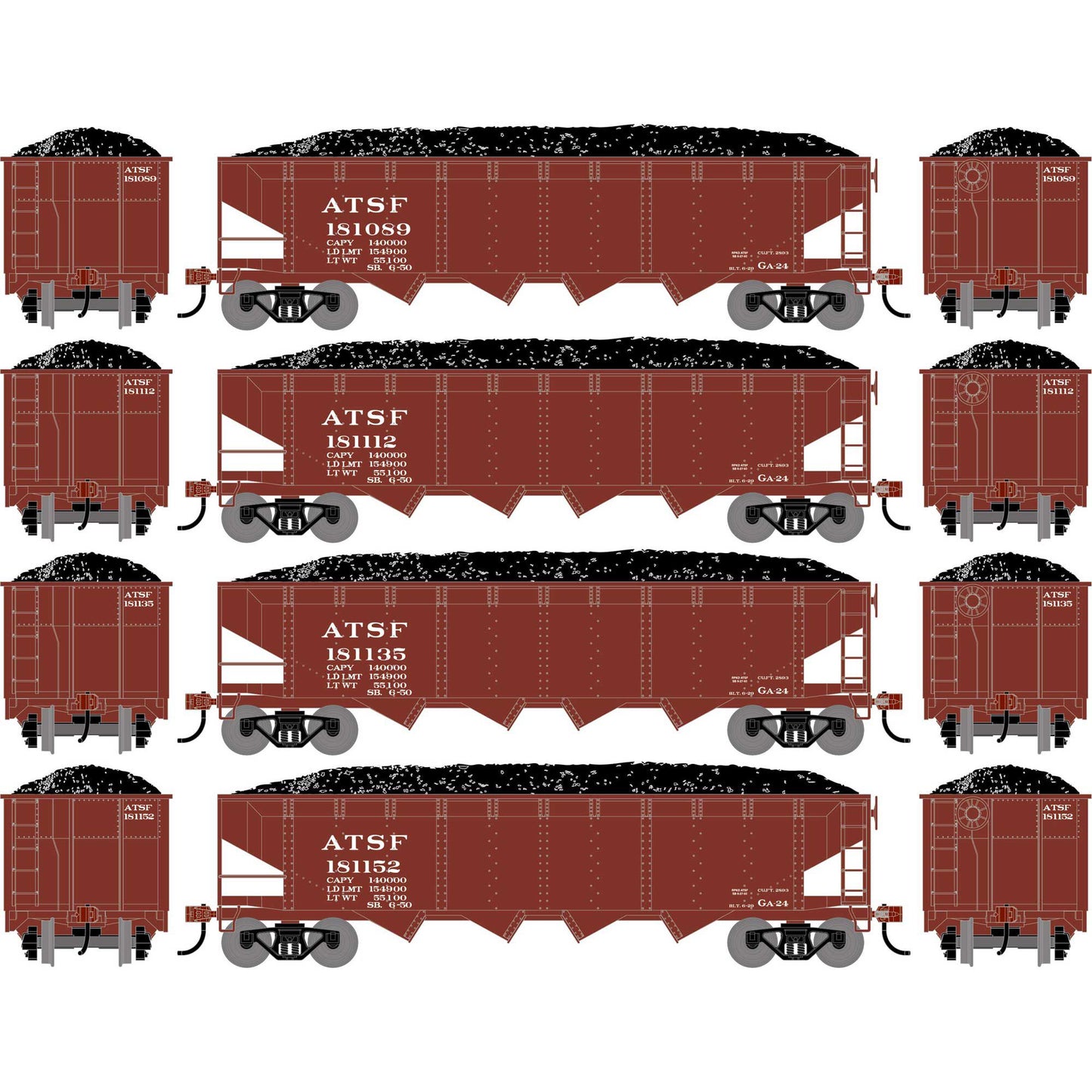 HO ATH 40' 4-Bay Offset Hopper with Load ATSF (ATH-1570)