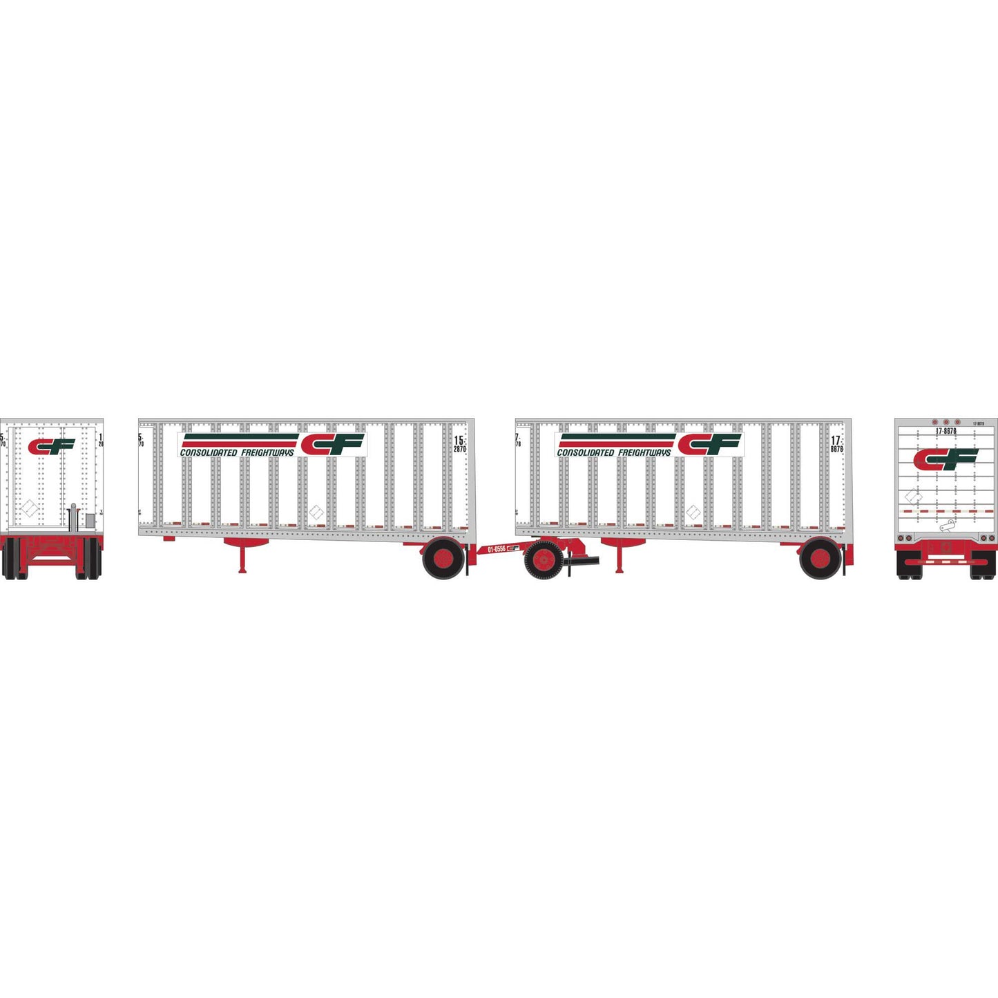 N ATH 28' Wedge Trailers Ext. Post (2) with Dolly for Athearn Truck Tractors (ATH-1603)