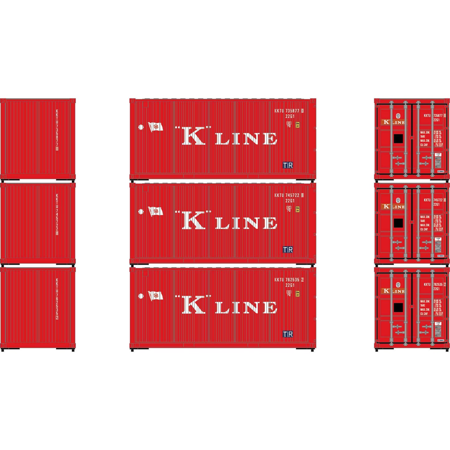 HO ATH 20' Corrugated Containers Set of 3 (ATH-2225)
