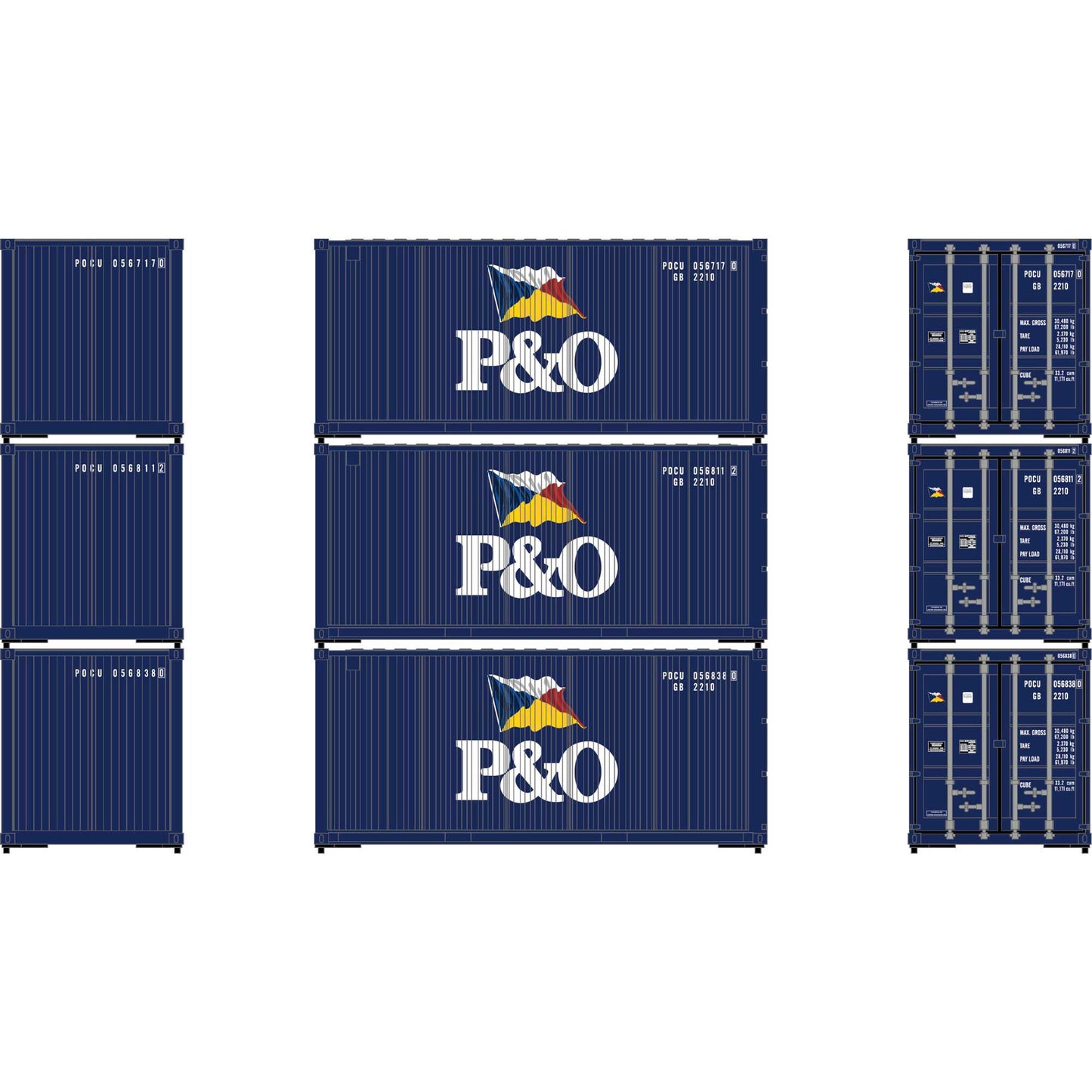 HO 20' Corrugated Containers Set of 3 (ATH-2226)