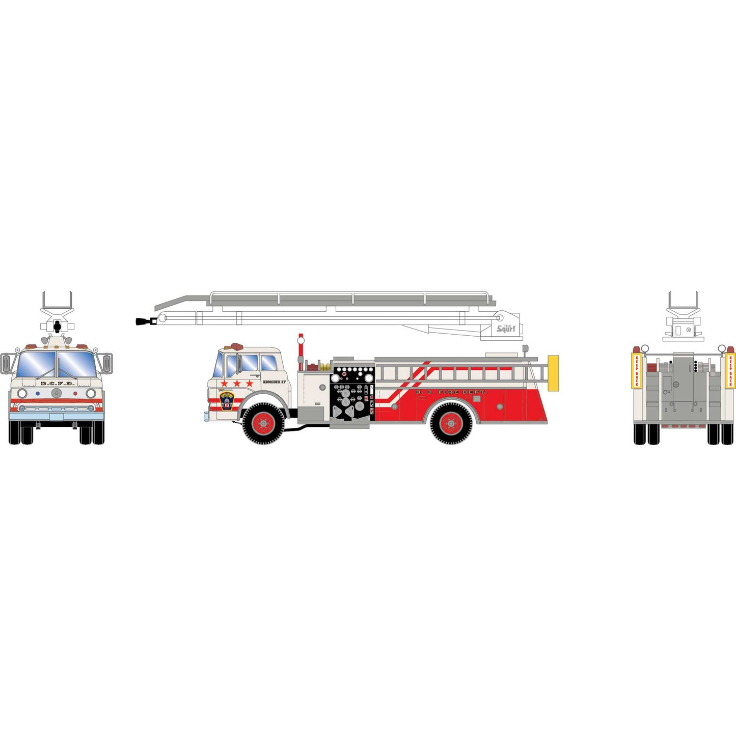 HO Ford C Fire Truck TeleSqurt Washington DC #17 (ATH-2266)