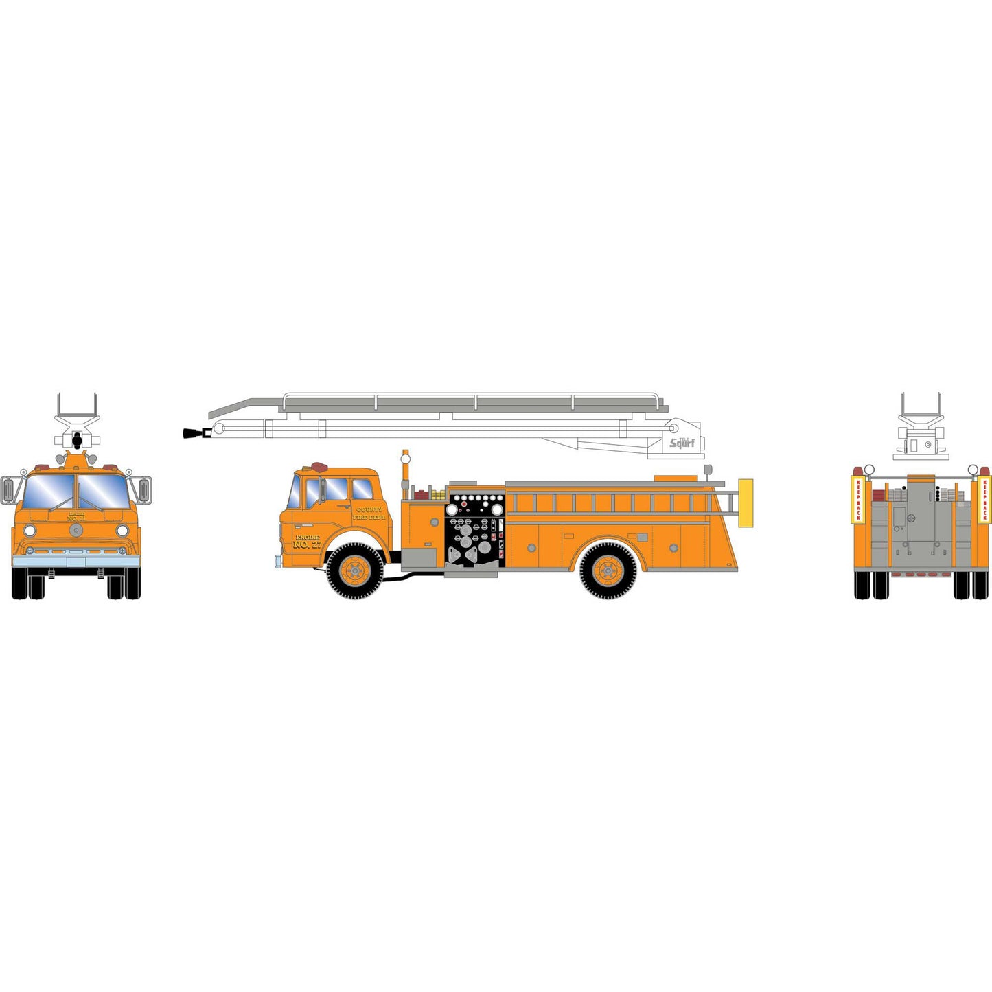 HO Ford C Fire Truck TeleSqurt County Fire #27 Plastic Model (ATH-2270)