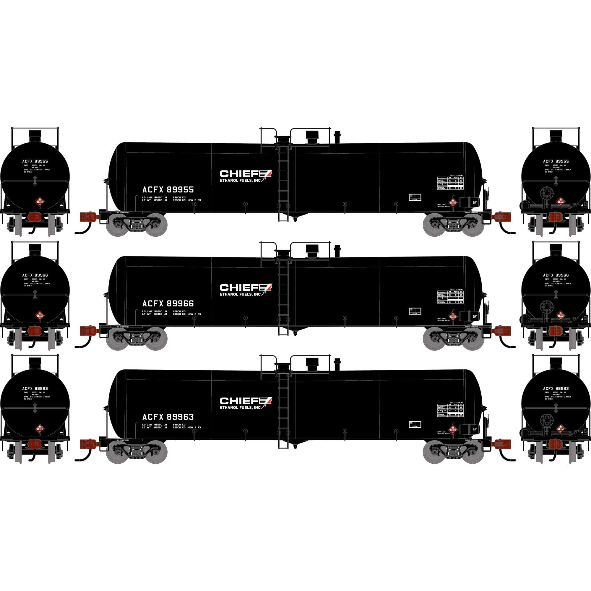 N ATH 30K Ethanol Tank Car ACFX 89963 89966 89955 (ATH-2428) – Nankin Hobby