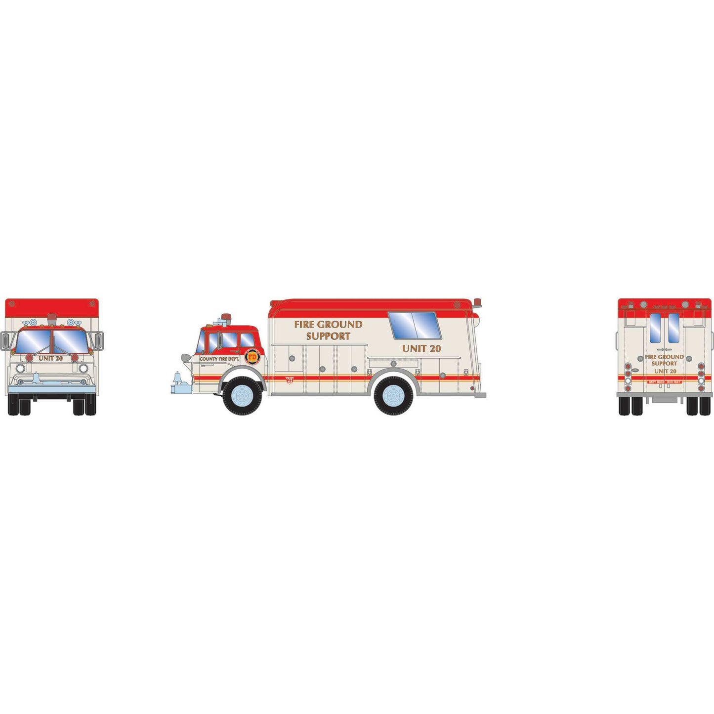 HO Ford C Fire Rescue Truck Ground Support #20 (ATH29467)