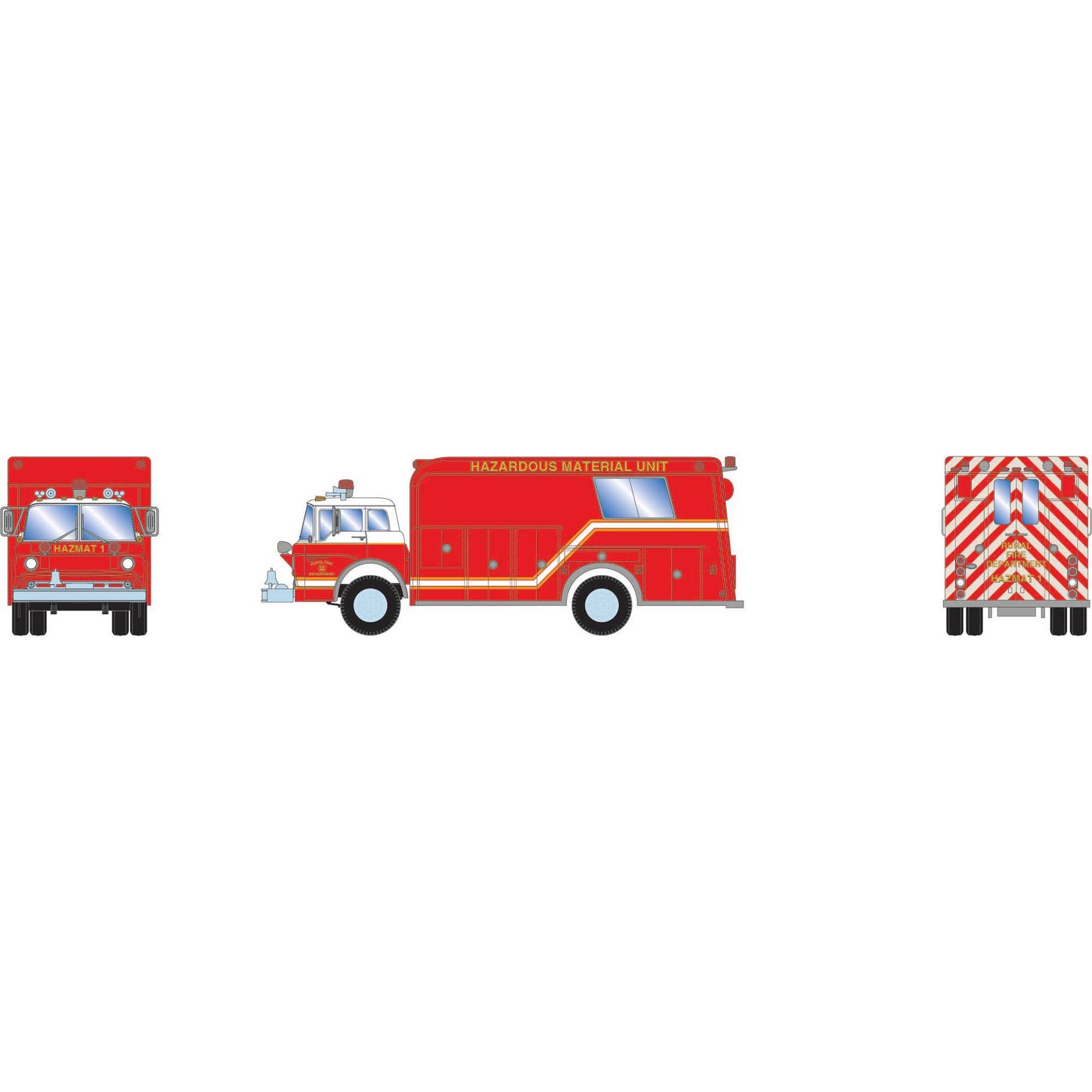 HO Ford C Fire Rescue Truck Rural Fire District HAZMAT 1 (ATH29474)