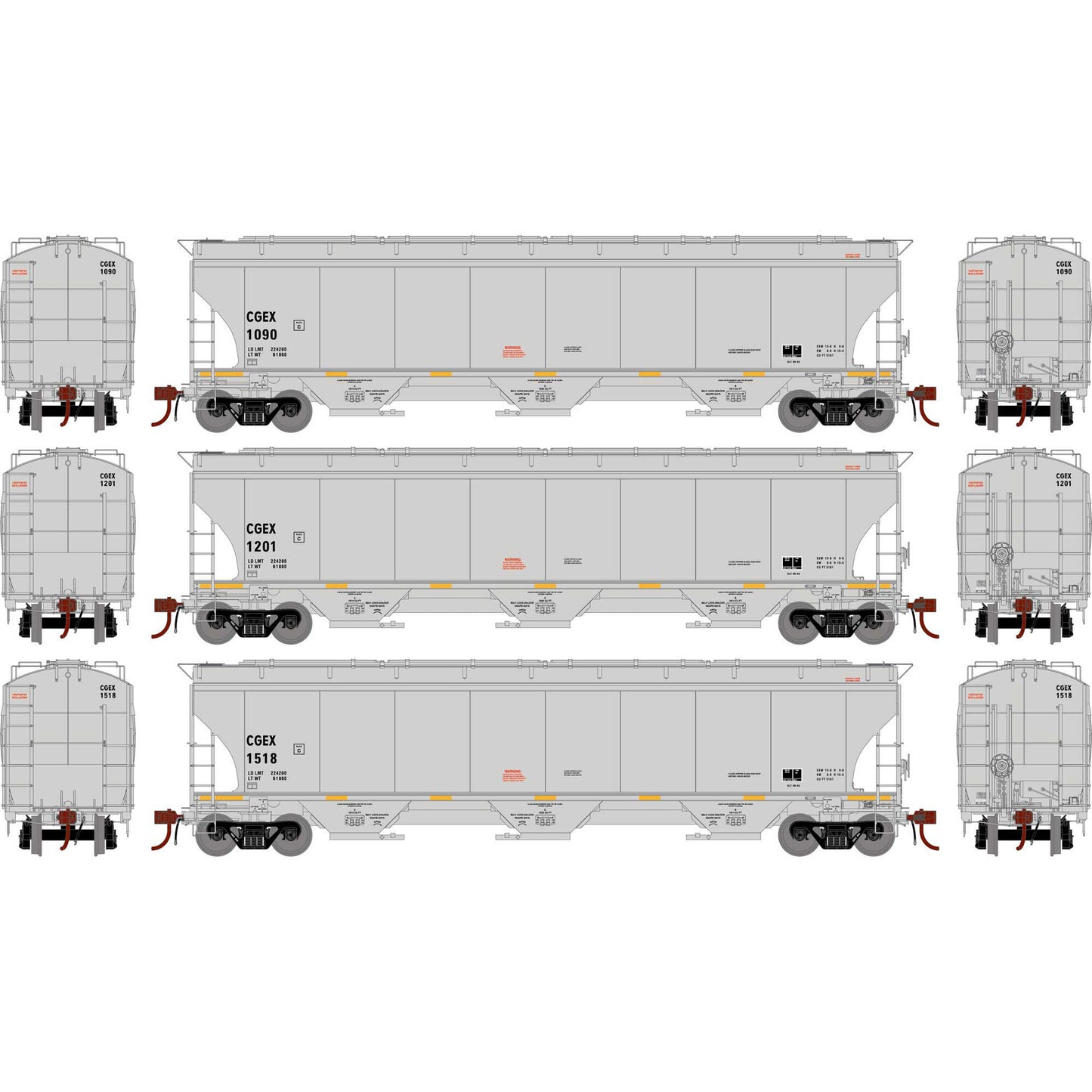 HO GEN Trinity 5161 Covered Hopper CGEX #1090/1201/1518 Model (ATHG-1077)