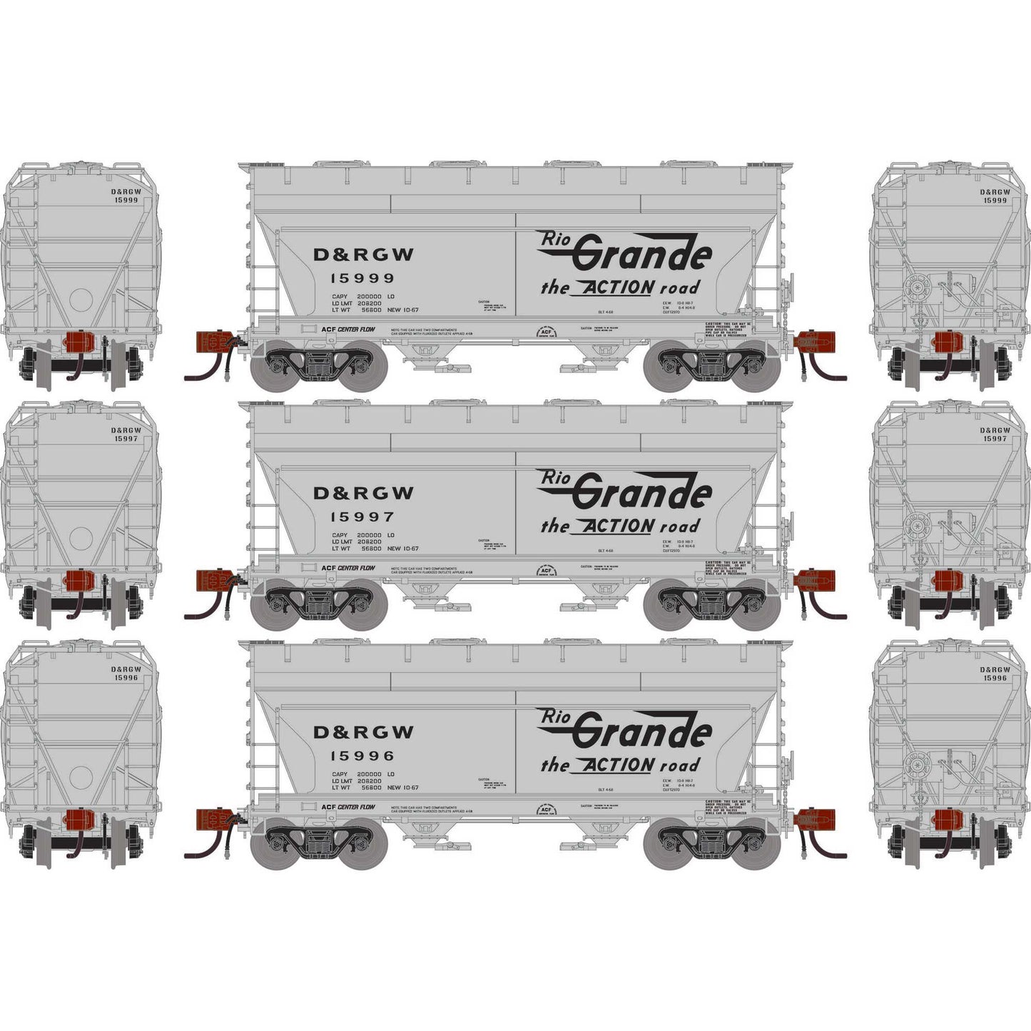 N ACF 2970 Covered Hopper DRGW #15996/15997/15999 (ATHG-1289)