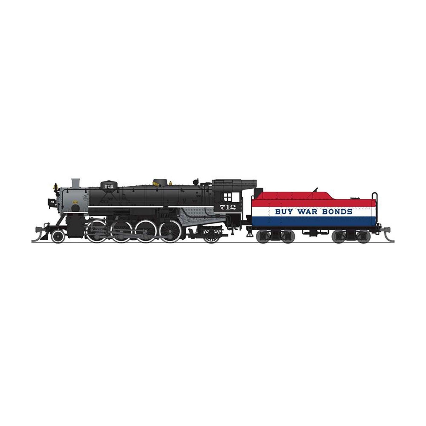 N USRA Light Mikado 2-8-0 Steam Locomotive RWB War Bonds Billboard (BLI7865)