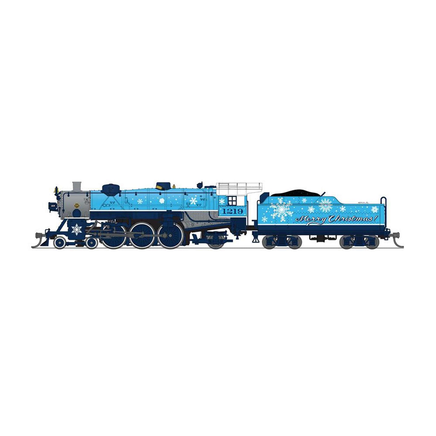 N Light Pacific 4-6-2 Steam Locomotive Merry Christmas Blue and White (BLI8079)