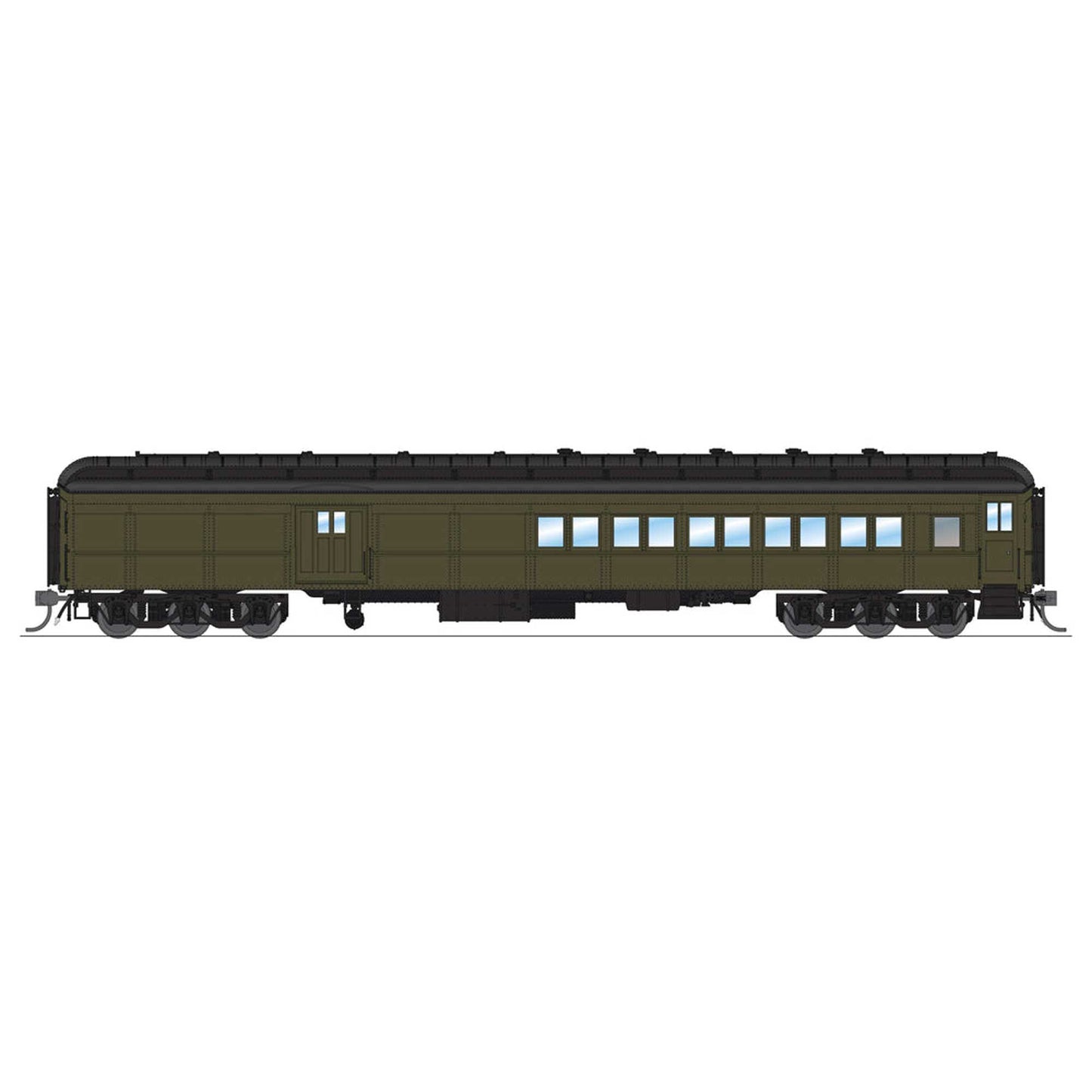 HO Scale Coach-Baggage Combine Unlettered Pullman Green (BLI9121)