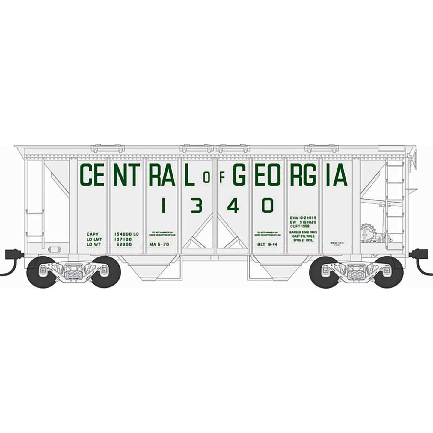 HO H34 Covered Hopper Central of Georgia #1345 (BOW43252)