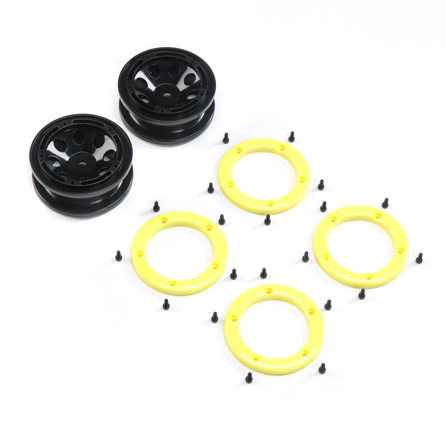 FR/RR Beadlock Wheels Black and Yellow for Temper G2 (ECX41011)