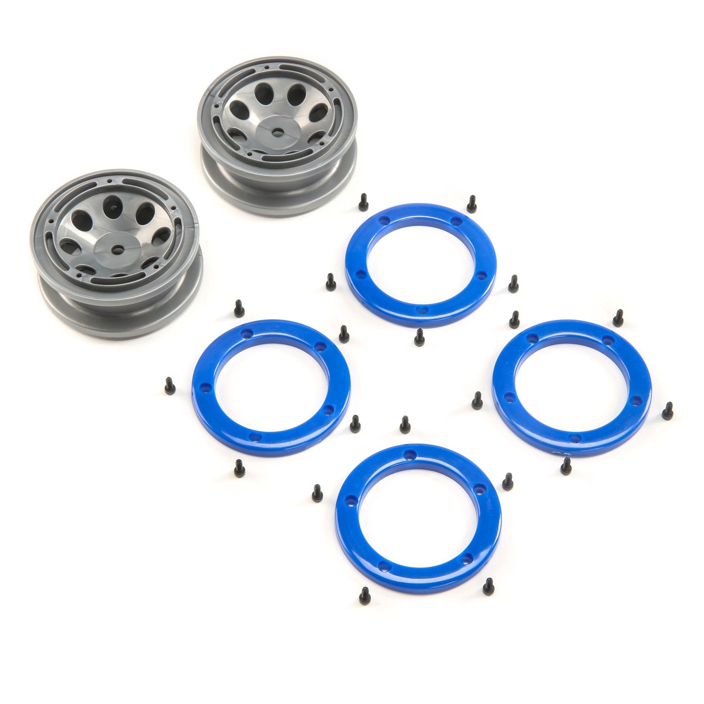 FR/RR Beadlock Wheel Gray/Blue for Temper G2 (ECX41012)