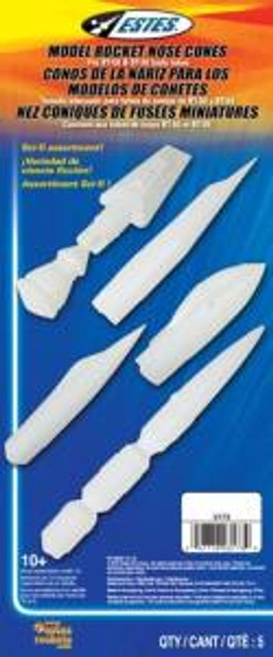 Assorted Sci-Fi Plastic Nose Cones for BT50/BT55 Model Rockets (5) (EST3173)