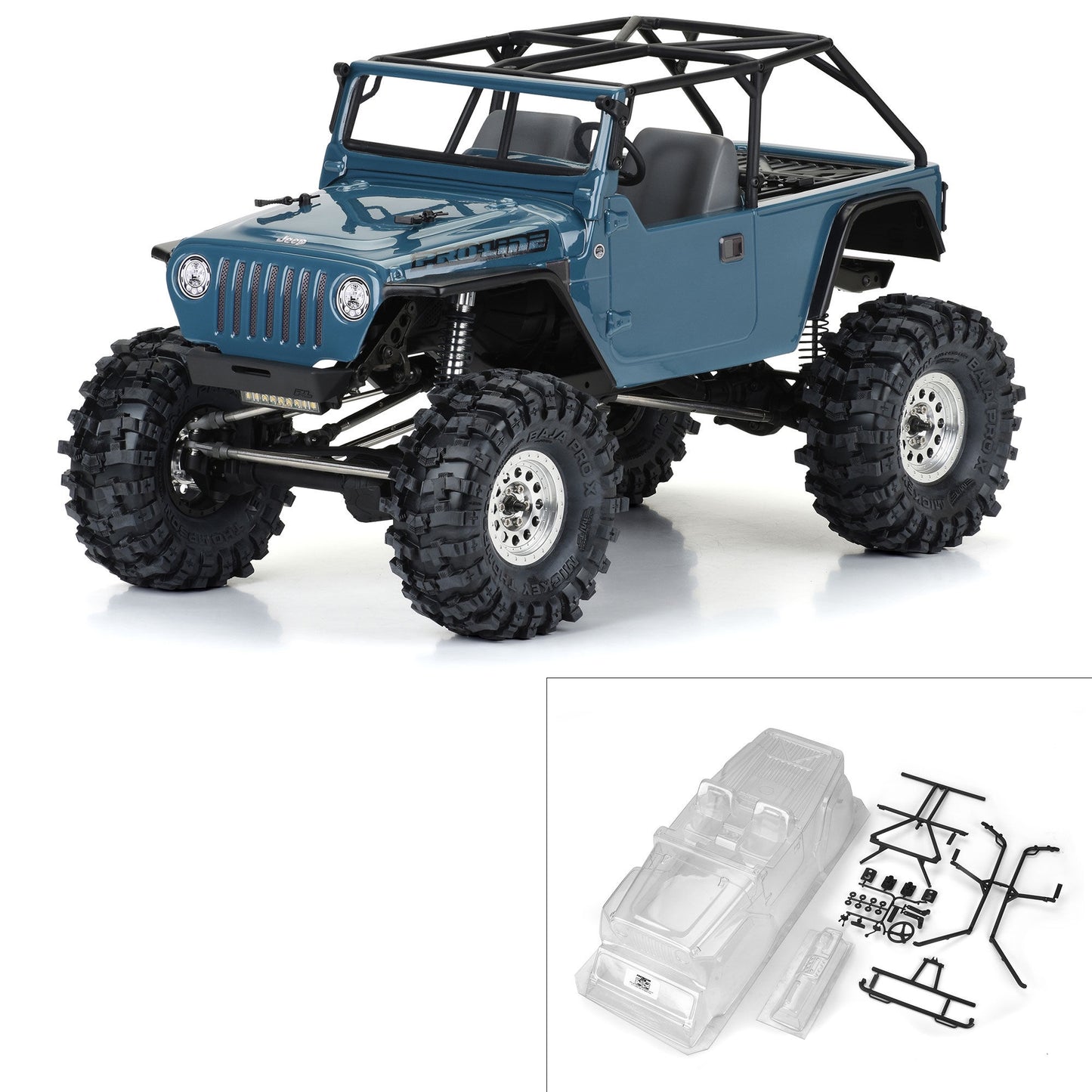 1/10 2004 Jeep LJ Clear Body with Trail Cage for 12.3" Crawlers (PRO364400)