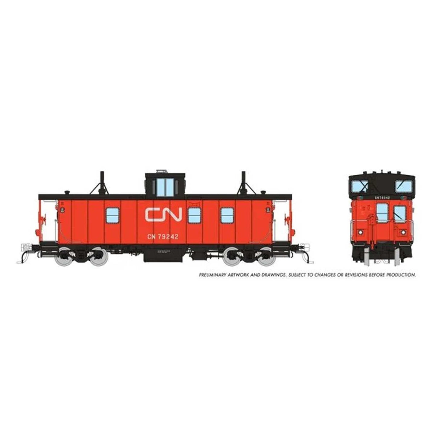 HO CN H-S Caboose with Black Steps and Stencil Lettering (RPI166012)