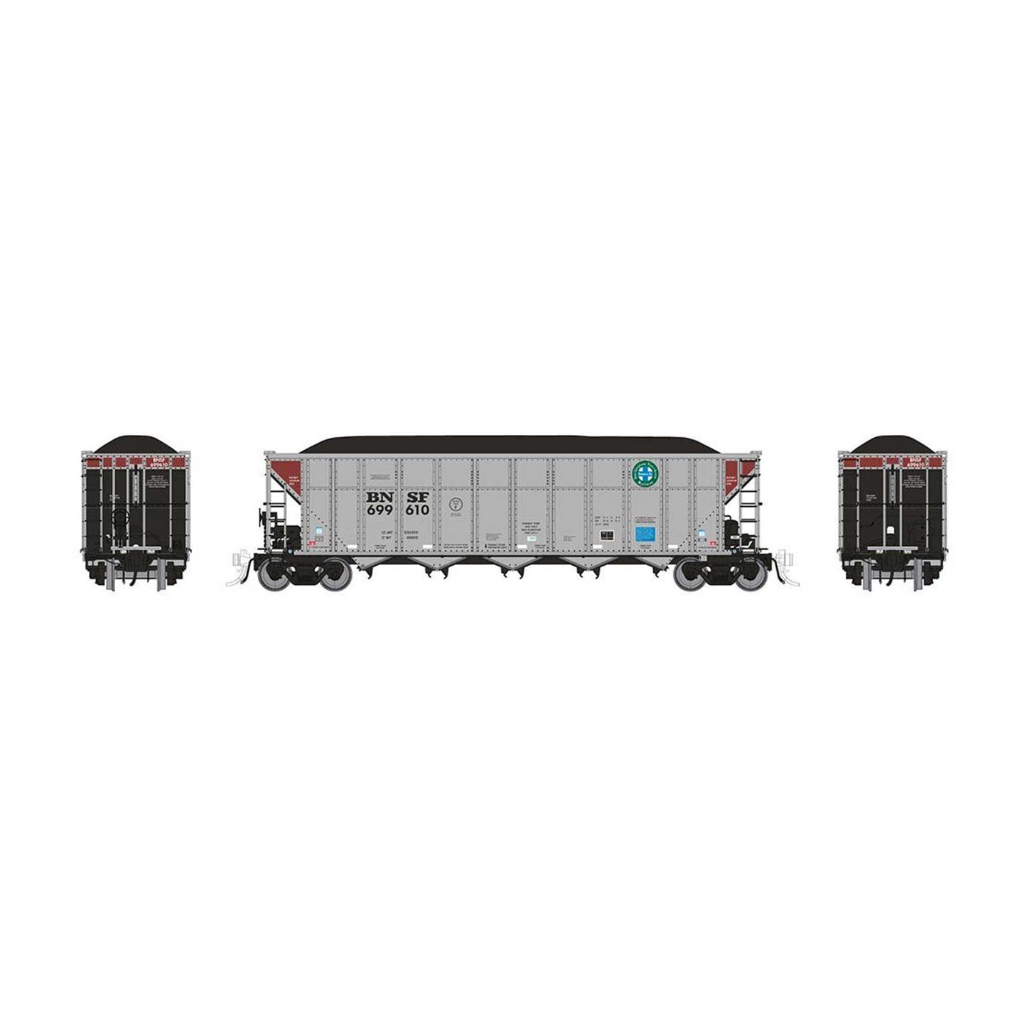 HO AutoFlood III Coal Hopper BNSF Circle Cross Single Car (RPI169045)