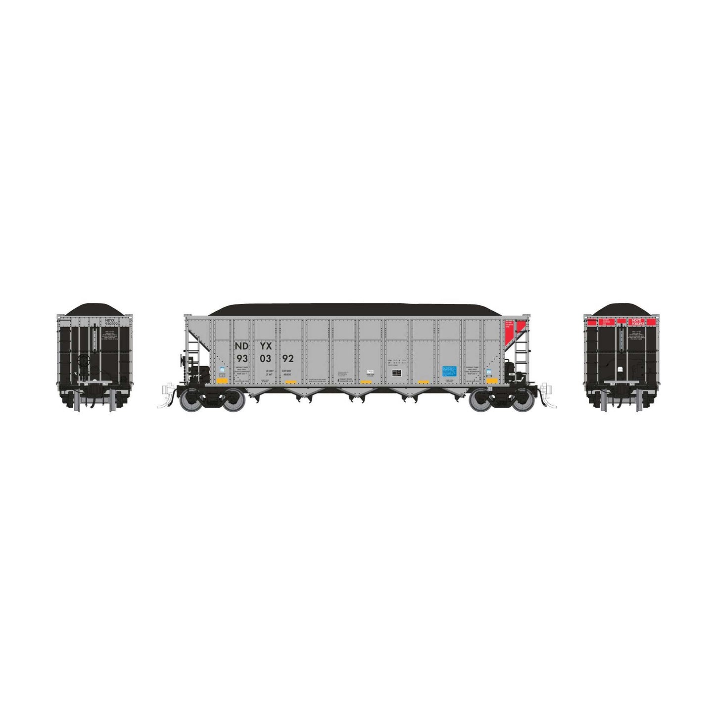 HO AutoFlood III Coal Hopper NDYX 6-Pack (RPI169054)