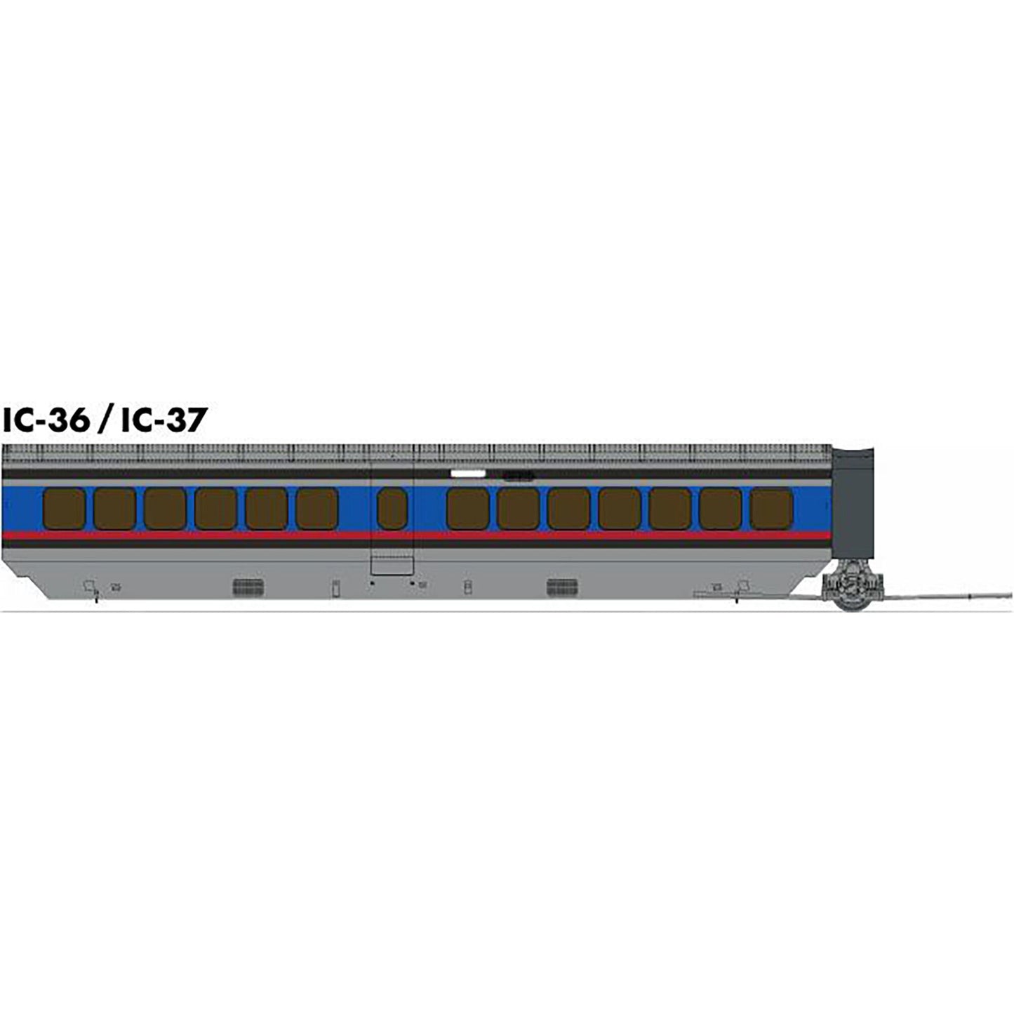 HO UAC TurboTrain Additional Coach PC/DOT (RPI203102)