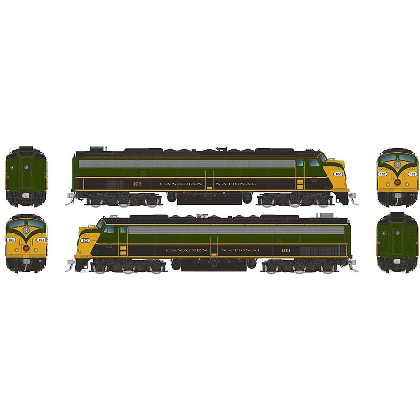 HO EMD E8A + E8A Locomotive Set with DCC & Sound CN 102 103 (RPI28815)