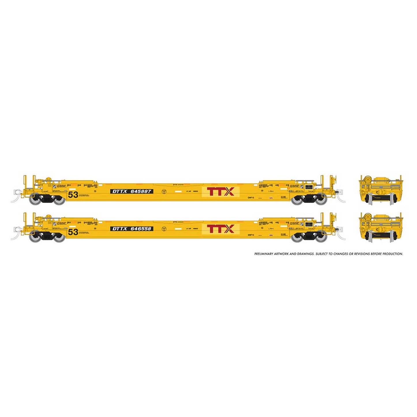 HO 53 Husky Stack Well Car TTX Patched (6) (RPI401064)