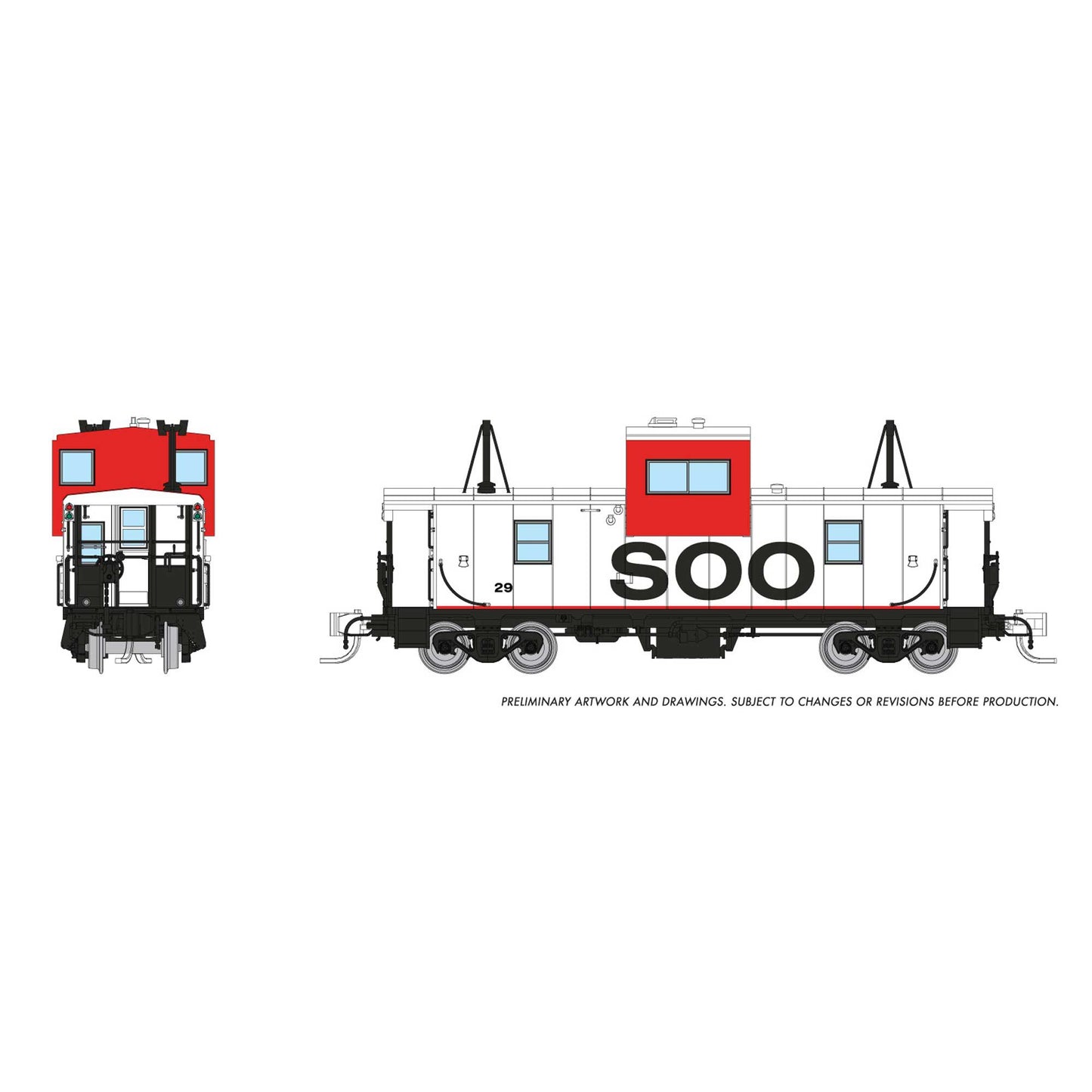 N Wide Vision Caboose SOO White/Red #29 (RPI510041)
