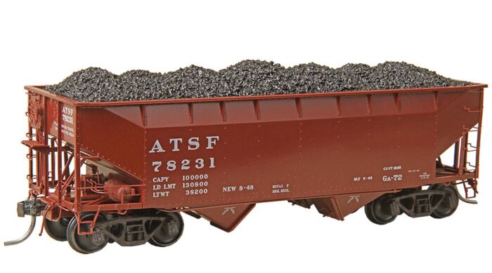 HO 50-Ton AAR Standard Offset 2-Bay Open Hopper with Coal Load Santa Fe #78231 (KAD7524)