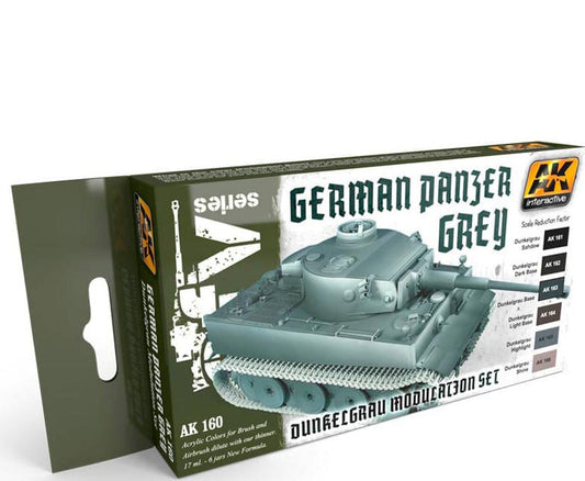 German Panzer Grey Modulation Acrylic Paint Set 17ml Bottles (6) (AKI160)