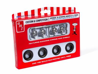 1/25 Spokes & Stripes Wheel & Tire Pack Plastic Model Kit (AMTPP031)