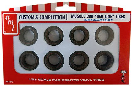 1/25 Muscle Car Red Line Tires Pack (8) Plastic Model Kit (AMTPP13)