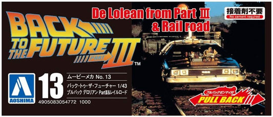 1/43 Back To The Future Part 3 Pullback DeLorean Plastic Model Kit (AOS05477)
