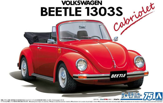 1/24 1975 VW Beetle Model 1303S Convertible Plastic Model Kit (AOS61541)