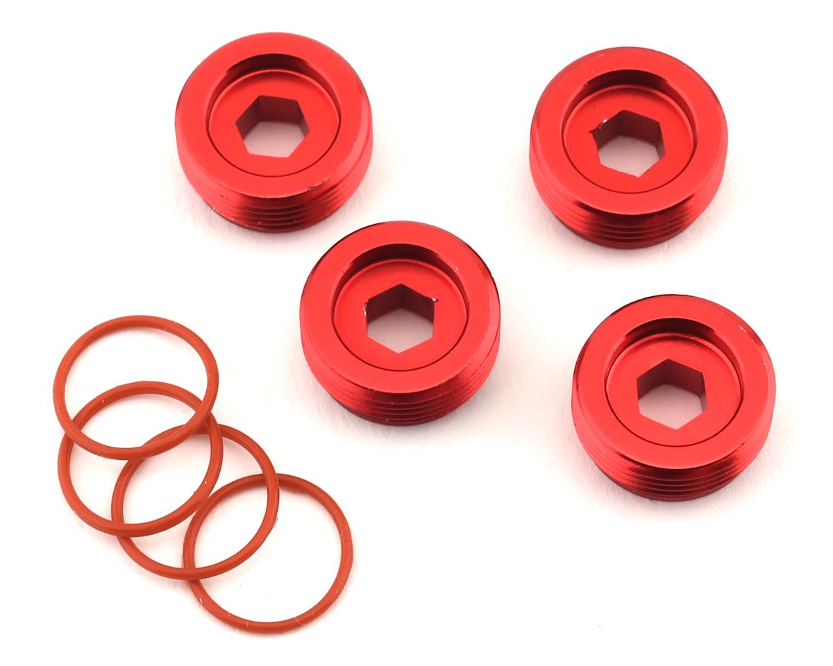 Aluminum Front Hub Nut Red (4) inc O-Rings (ARA320467)