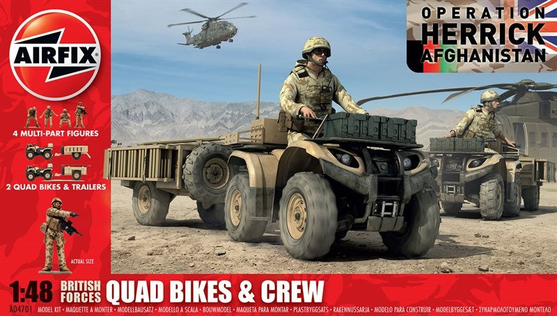 1/48 British Forces Quad Bikes (2) & 4/ Crew "Operation Herrick Afghanistan" Plastic Model Kit (ARXS4704)