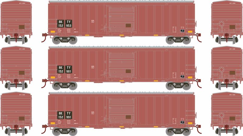 HO 50' ACF Outside Post Box Cars, Union Pacific (BKTY) #152953, #152981, #152991 (3) (ATH1127)