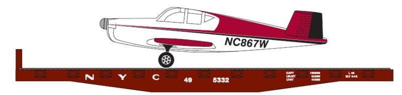 HO 40' Flat with Plane, New York Central (NYC) #495332 (ATH96329)
