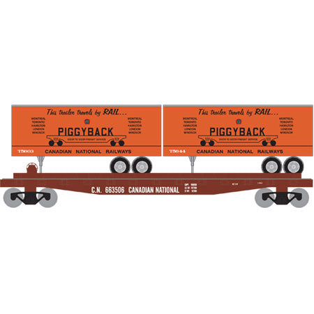 HO 50' Flat with (2) 25' Trailers, Canadian National (CN) #2 (ATH96372)
