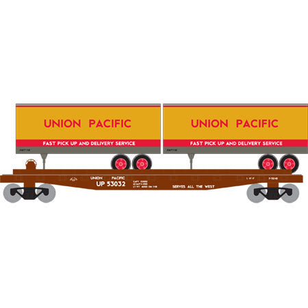 HO 50' Flat with (2) 25' Trailers, Union Pacific (UP) #1 (ATH96380)