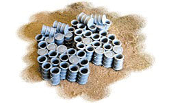 HO Open 55-Gallon Drum Stacks. Unpainted (BAR2001)