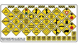 HO Highway Warning Signs #4, 1948-Present Black and Yellow (BLR110)