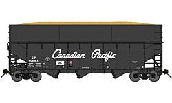 N Canadian Pacific RTR Offset-Side 3-Bay Wood Chip Hopper, Flat Side Extensions (BLU16121)