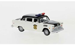 HO Assembled Kalamazoo (Michigan) Police 1950s-1982 Checker Sedan, White / Black (BRK58941)