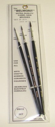 BELMONT 1, 3, 5 Camel Hair Brushes (3) (BRU6007)