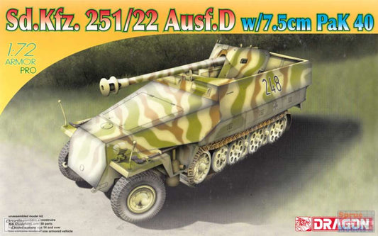 1/72 Dragon Sd.Kfz.251/22 Ausf.D with 7.5cm Pak 40 Plastic Model Kit (DML7351)
