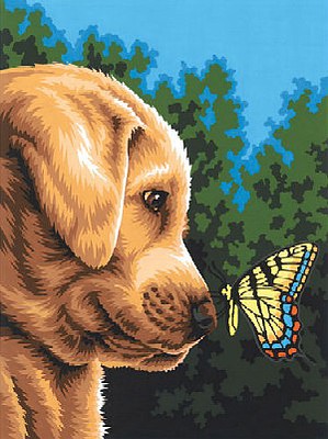 Newfound Friends Dog and Butterfly 9x12" Paint by Number (DMS91618)