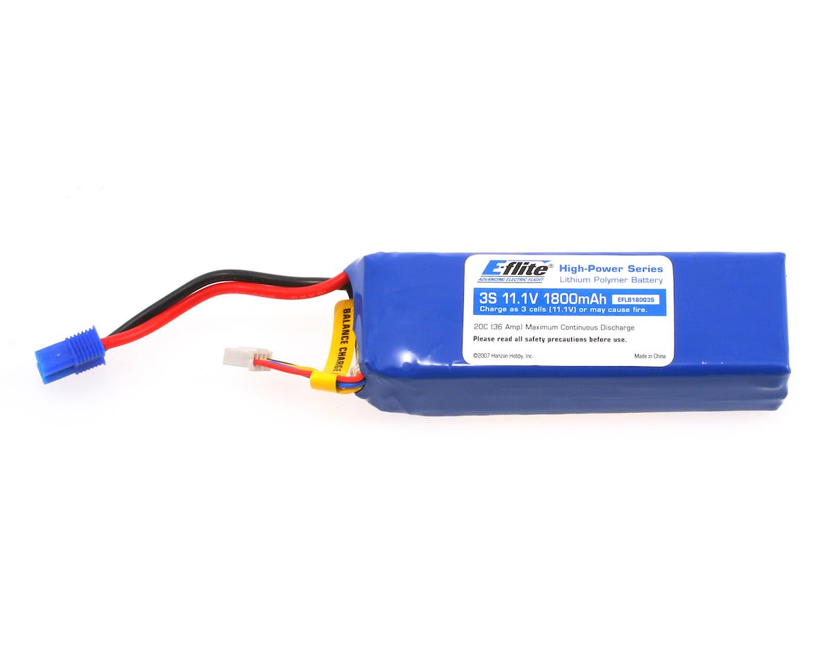 1800mAh 11.1V 20C 3S LiPo Battery Pack with EC3 Plug (EFLB18003S)