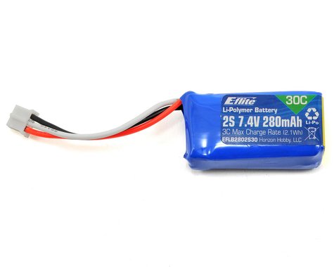 280mAh 7.4V 30C 2S LiPo Battery Pack with PH Plug (EFLB2802S30)