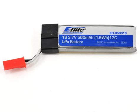 500mAh 3.7V 12C 1S LiPo Battery Pack with JST Plug (EFLB5001S)