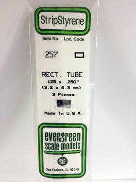 Opaque White Polystyrene Rectangular Tubing 0.125"x0.250" (3) (EVG257)